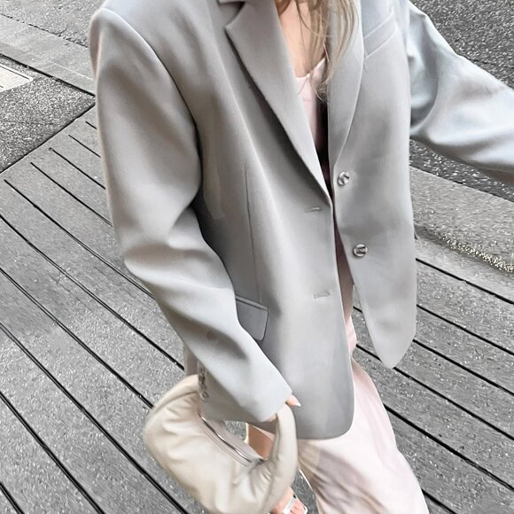 Oak + Fort Oversized Blazer (Light Grey XS) - NWT - Picture 1 of 3